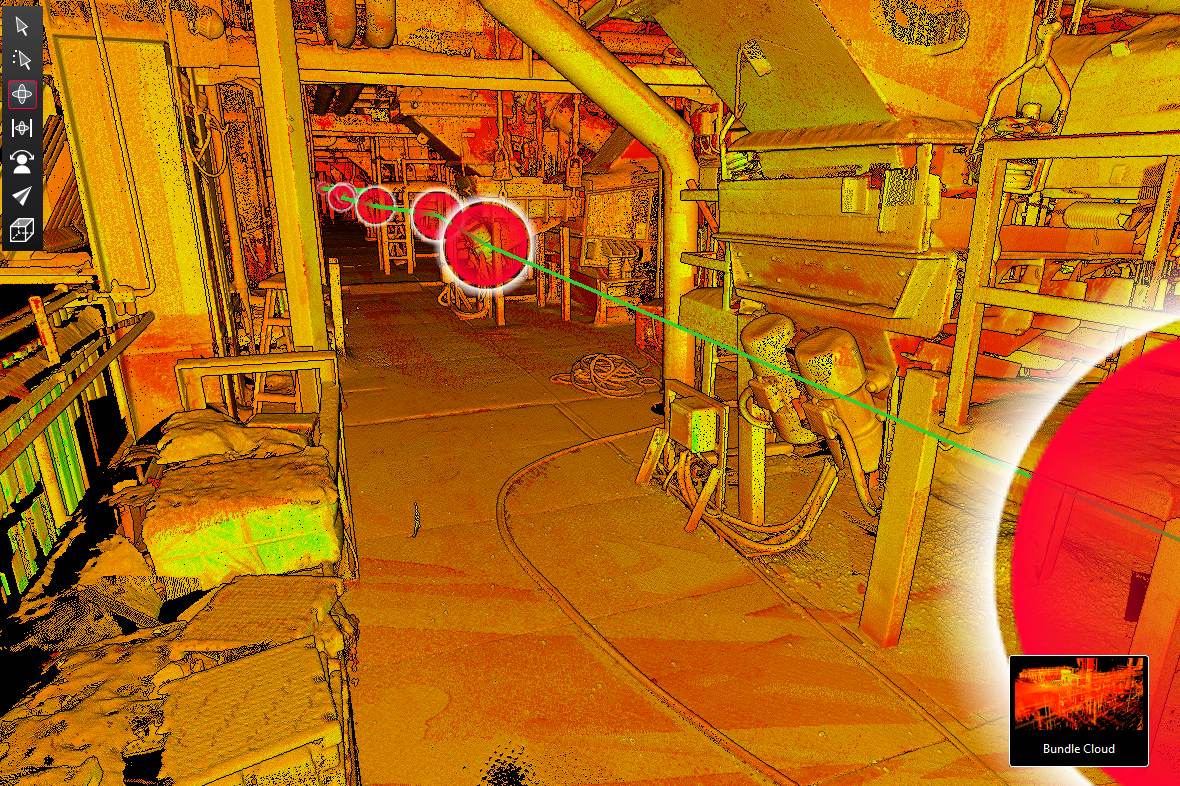 Colour laser scan point cloud of a chemical plant area used to check a 3D model