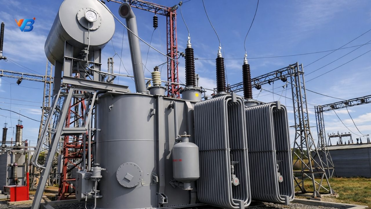 Outdoor power transformer and switchyard at an industrial substation studied by VB