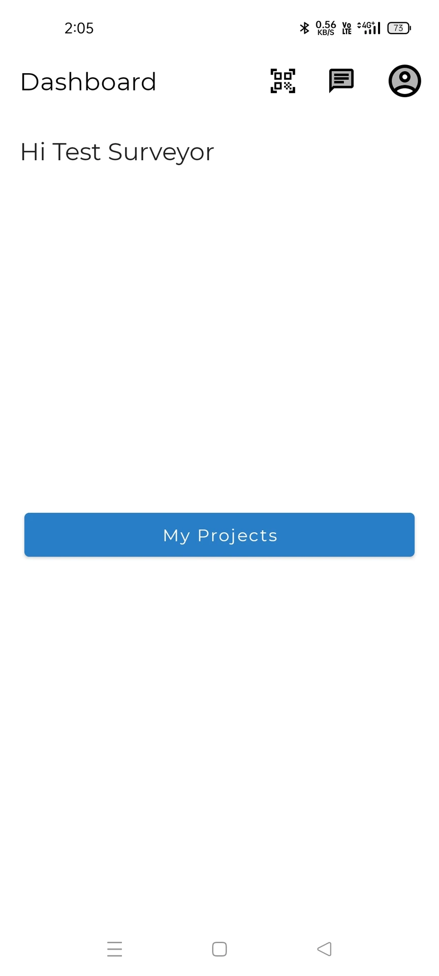 ElecTwin mobile dashboard · scan-to-inspect QR flow · projects home